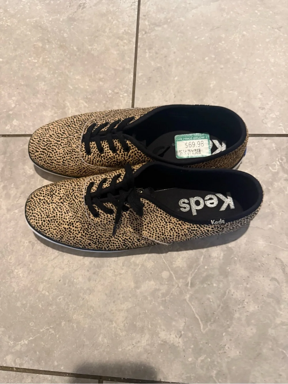 Keds Champion Animal Leopard Print Low-Top Sneakers - Tan/Black US 11